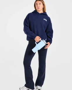 Varsity Minimal Logo Oversized Knitted Hoodie