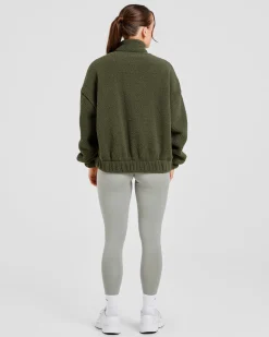 Varsity Oversized Fleece Zip Up Jacket