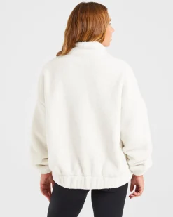 Varsity Oversized Fleece Zip Up Jacket